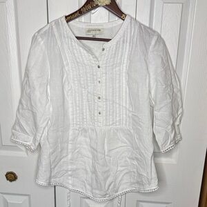 Jones New York White Pintuck Linen top